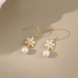 STMG Pearl Snowflake Dangle Earrings