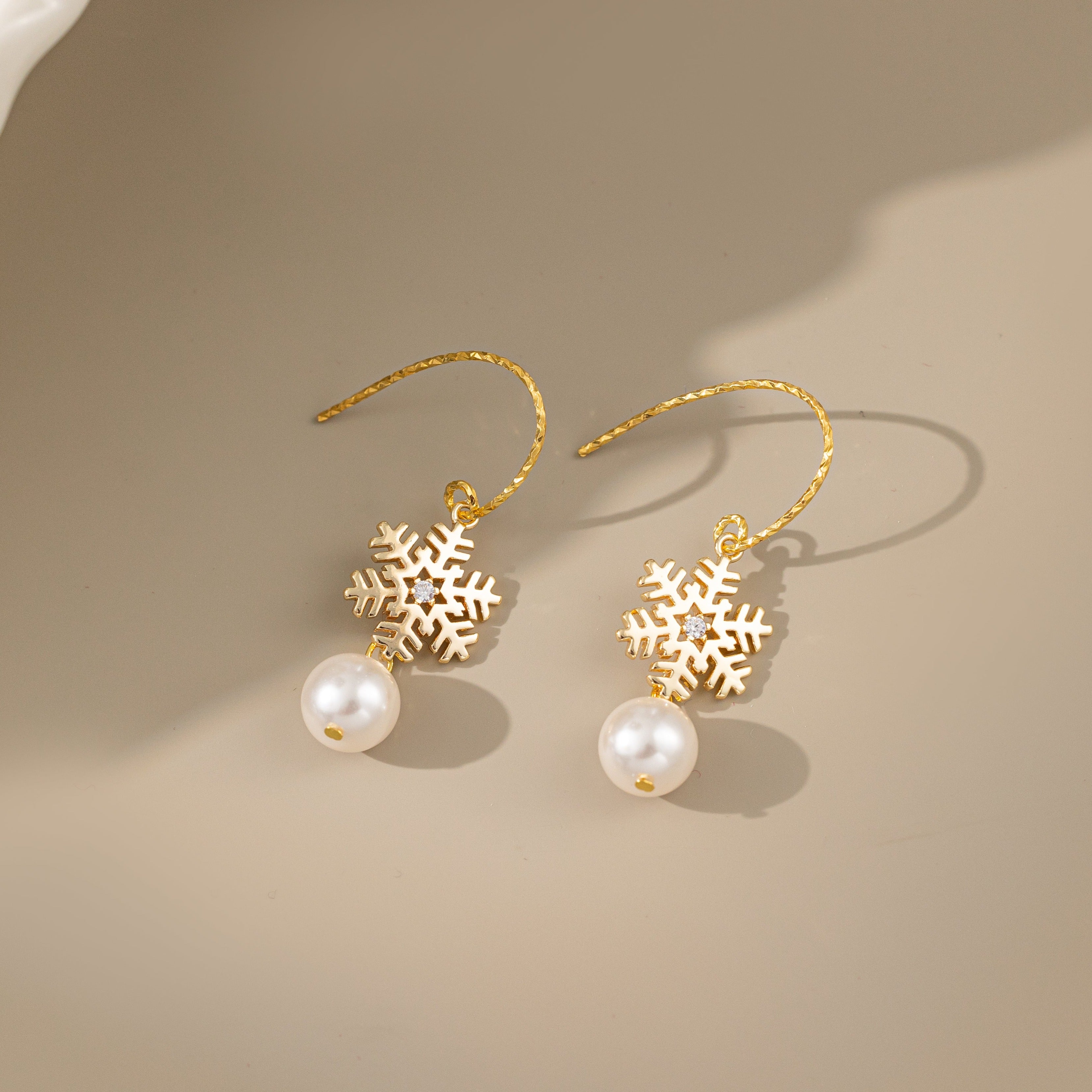 STMG Pearl Snowflake Dangle Earrings