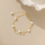 Duo Layer Natural Pearl Bracelet in gold