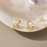 STMG Natural Pearl Heart Stud Earrings