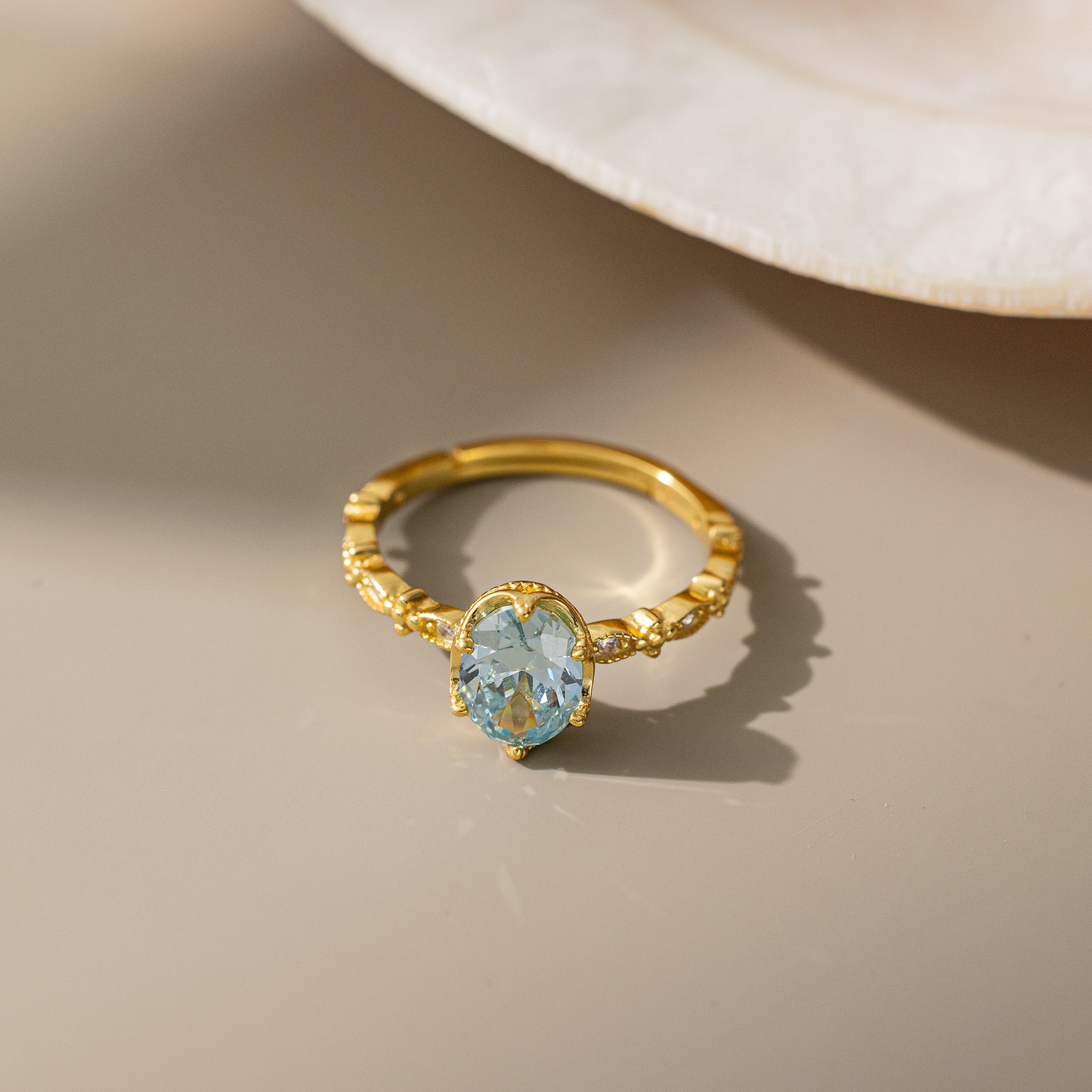 STMG Sky Blue Diamond Adjustable Ring