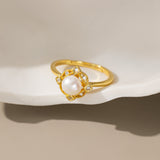 STMG Natural Pearl Vintage Style Adjustable Ring