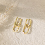 STMG Rectangular Dangle Hoops in gold