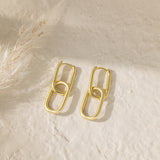 STMG Rectangular Dangle Hoops in gold