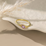 STMG Natural Amethyst Adjustable Ring