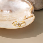 STMG Tiny CZ Leaf Adjustable Ring in gold