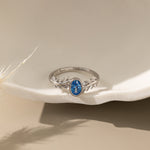 Blue Topaz on Olive Leaf Ring in silver