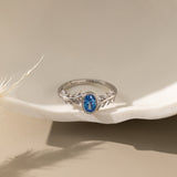 Blue Topaz on Olive Leaf Ring in silver