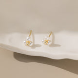 Triple Tiny Bead Pearls Stud Earrings (S925)