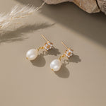 STMG Natural Pearl Flower Dangle Earrings