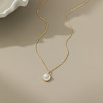 STMG Natural Pearl on Crescent Moon Necklace