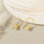 Flower Bud Hook Earrings in gold