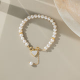 STMG Natural Pearl with Mother of Pearl Heart Bracelet