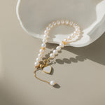 STMG Natural Pearl with Mother of Pearl Heart Bracelet