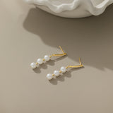 Triple Pearls Dangle Earrings (S925)