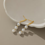 Triple Pearls Dangle Earrings (S925)