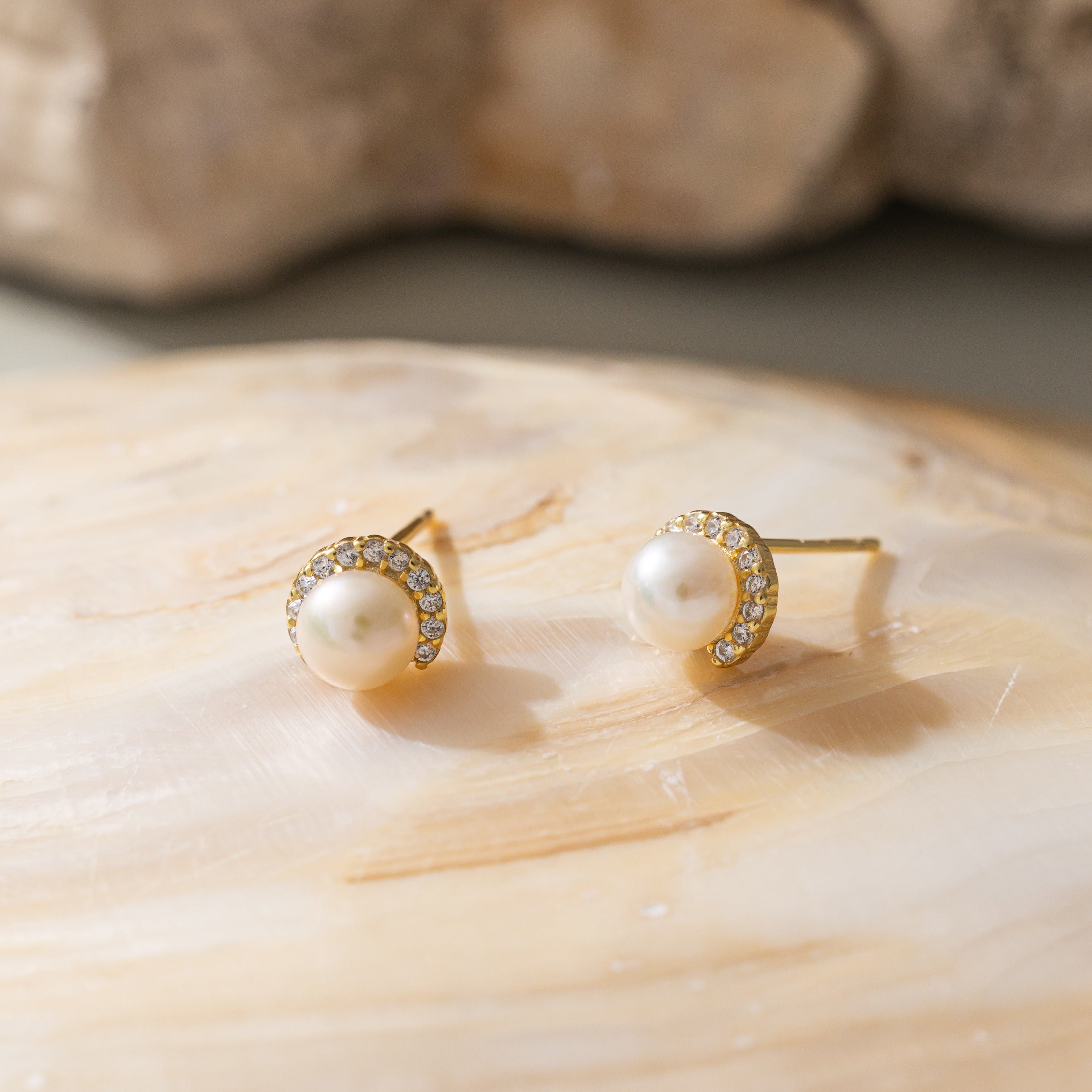 STMG Natural Pearl Stud Earrings