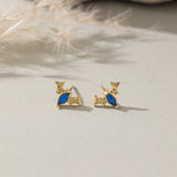 Black Bat Stud Earrings in gold