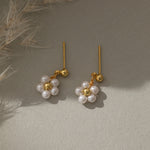 STMG Pearl Daisy Dangle Earrings in gold