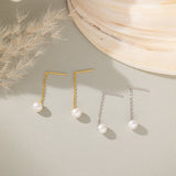 STMG Natural Pearl Dangle Threader Earrings in 2 colours