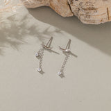 STMG Moon with Star Dangle Earrings in silver