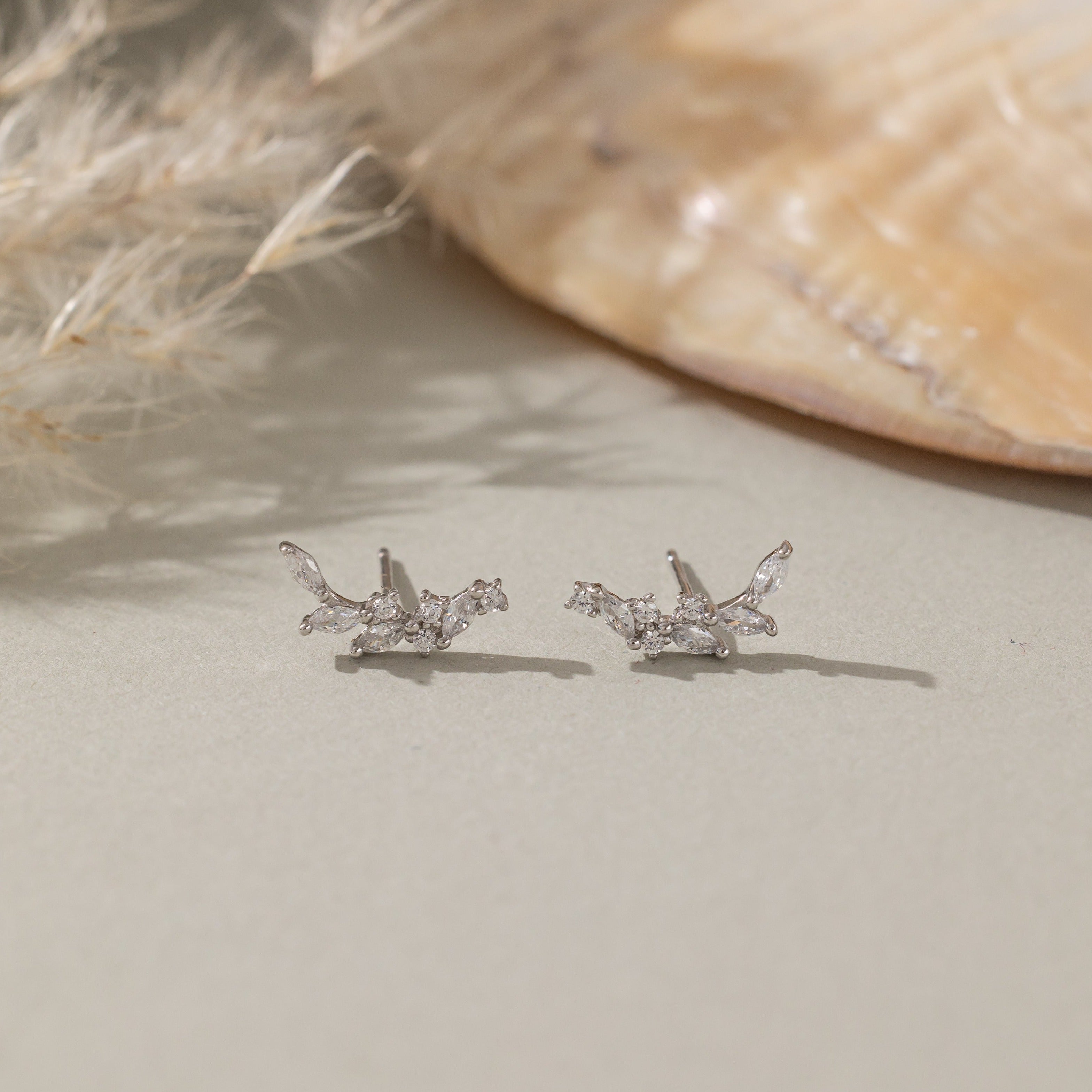 STMG Olive Leaf Stud Earrings in silver