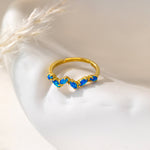 Blue Opal Olive Leaf Ring