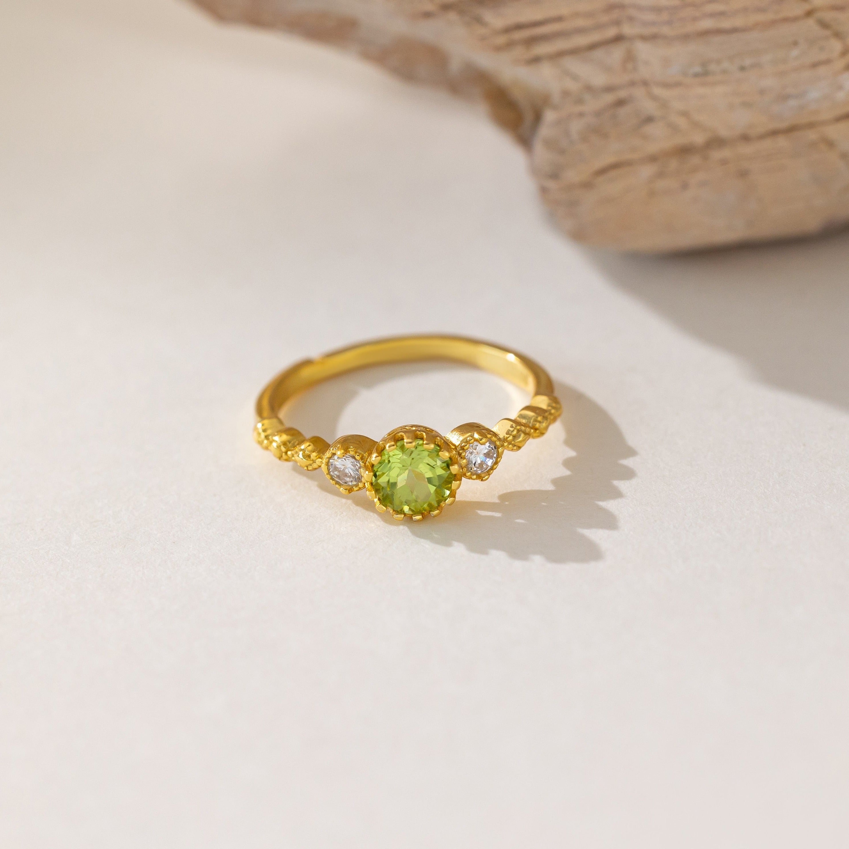 STMG Natural Green Peridot Adjustable Ring