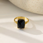 STMG Natural Black Agate Ring