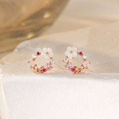 Flower Wreath Stud Earrings 