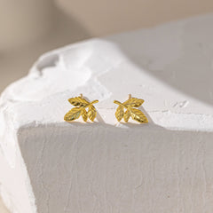 STMG Maple Leaf Stud Earrings in gold