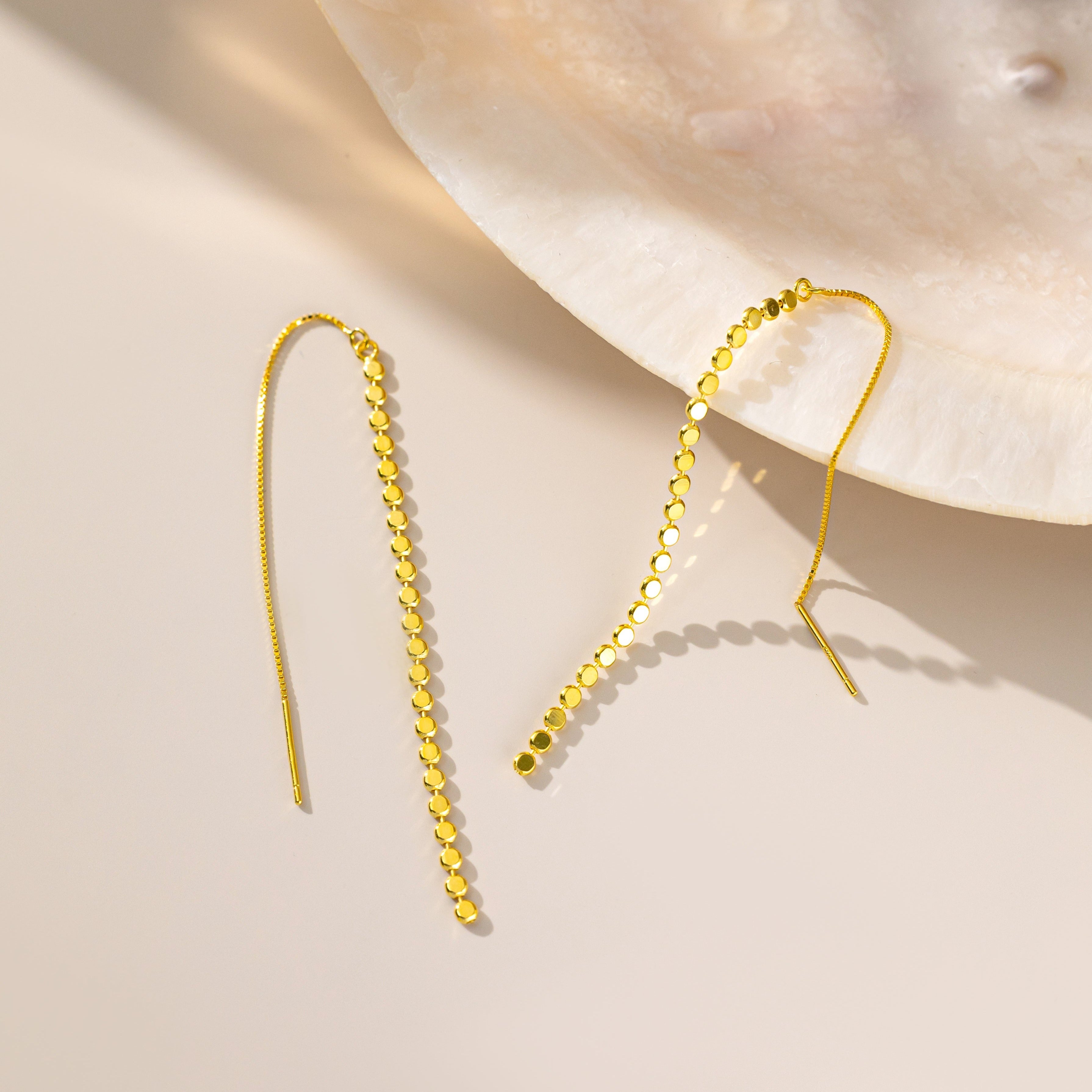 Geometric Chain Threader Earrings 