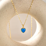 Blue Fire Opal Sweet Heart Necklace