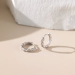 Diamond Twisted Circle Pave Hoops in silver