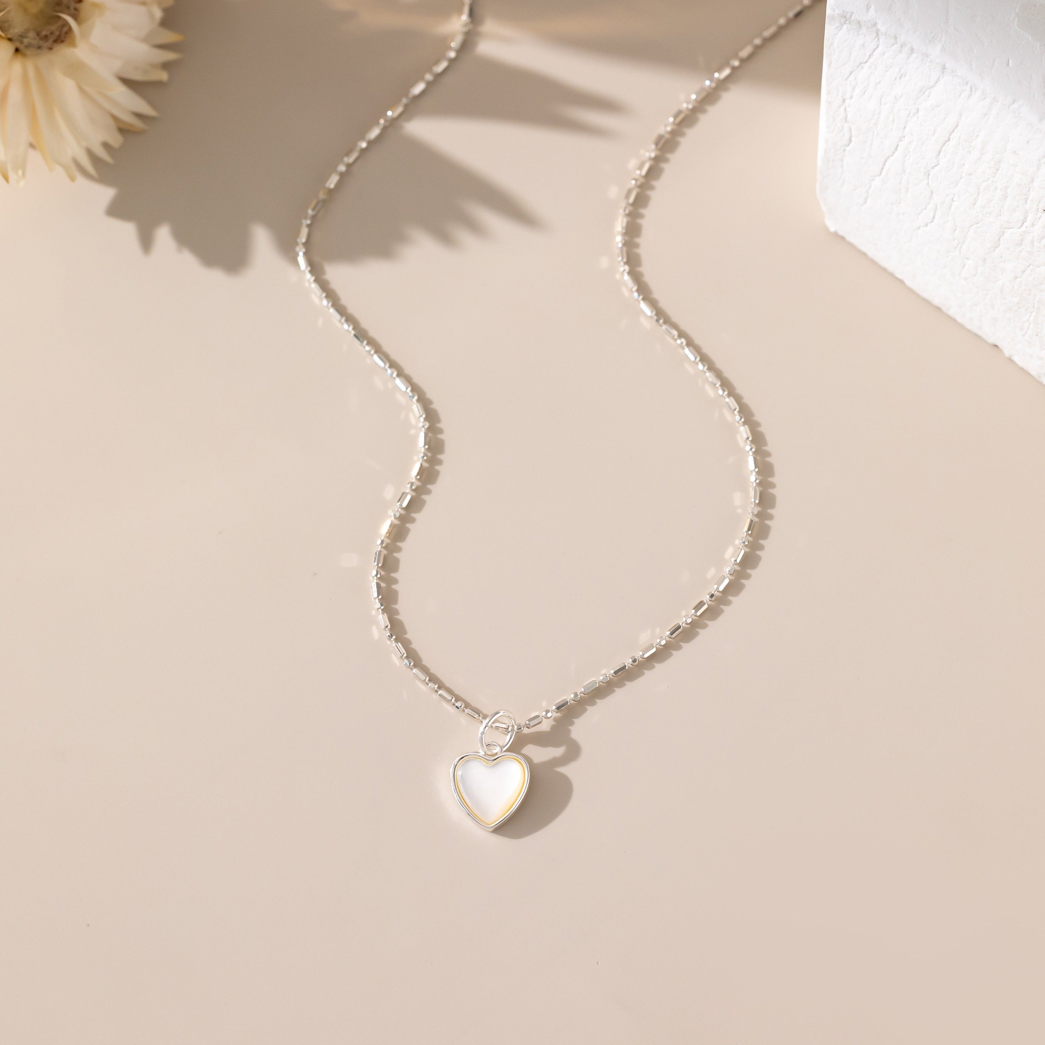 STMG Natural Mother of Pearl Heart Necklace