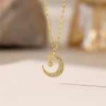 STMG Star on Crescent Moon Necklace in gold