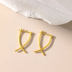 Geometric Cross Hoops in gold