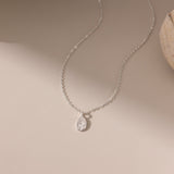 STMG Oval Plate Rose Necklace in silver