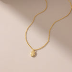 STMG Olive Leaf Oval Plate Necklace in gold