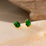 STMG Minimalist Emerald Earrings in gold