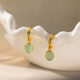 STMG Natural Aventurine Dangle Earrings in gold