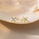 Duo-stars Stud Earrings in gold