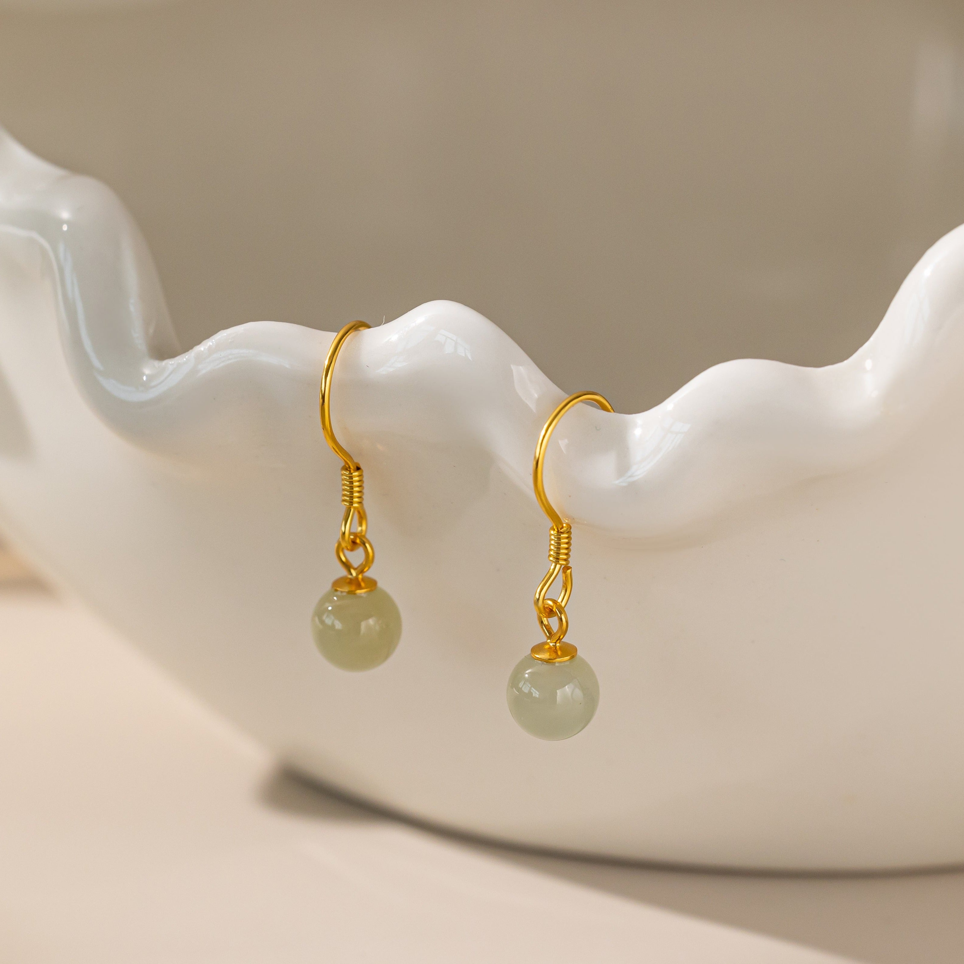 STMG Natural Jade Hook Earrings