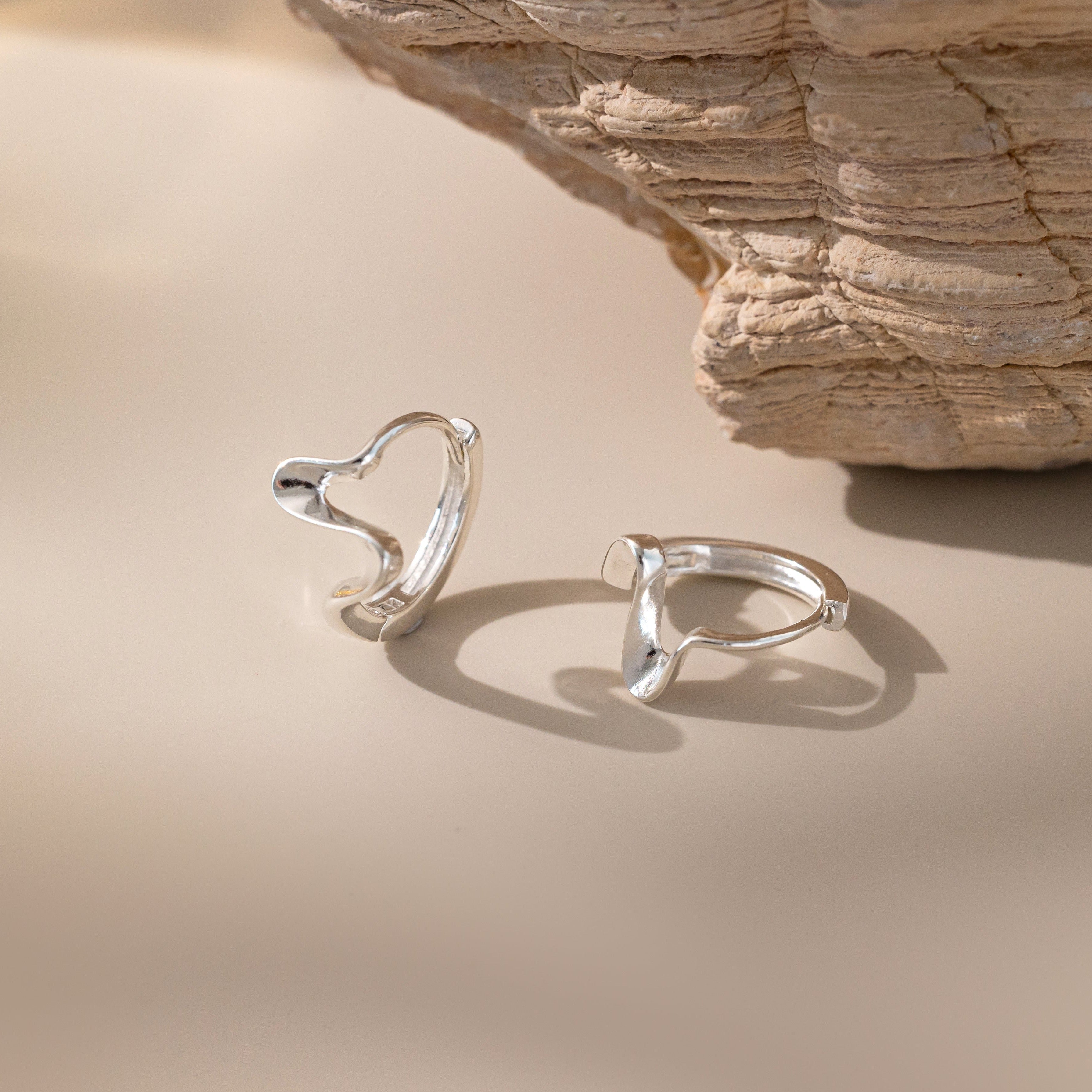 STMG Geometric Wave Hoops in silver