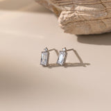 Emerald Cut Diamond Stud Earrings in silver