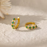 Emerald Green Hoops in gold