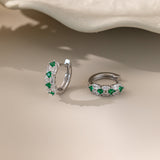 Emerald Green Hoops in silver