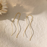 Wave Dangle Threader Earrings (S925)