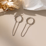 Twisted Circle Tassel Ear Cuff Earrings (S925)