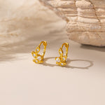 STMG Tiny Olive Leaf Hoops in gold